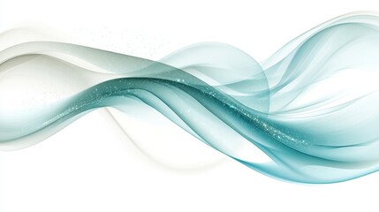 Canvas Print - Fluid Light Waves and Abstract Formations in Jade and Cerulean Hues, High-Resolution Vector Graphics
