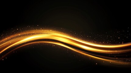 Canvas Print - Dynamic Backdrop of Shining Light Streaks Adorning a Pitch Colored Scene with Golden Sparkles