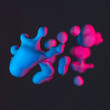 © Ruman - Photo of abstract blue and pink blobs float and merge in a dark, moody environment, creating a sense of fluid motion and vibrant energy