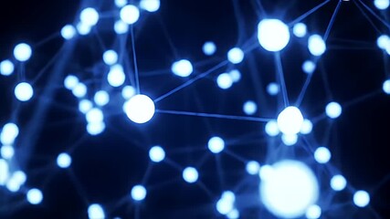 Abstract Glowing Blue Network Of Connected Dots on Dark Background Creates a Futuristic and Technological Ambiance