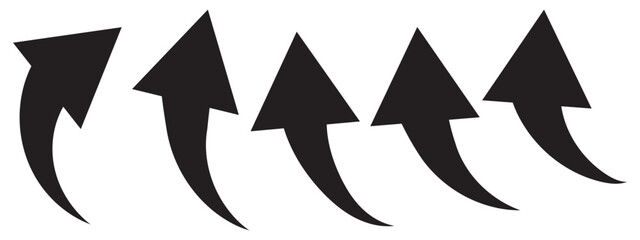 Wall Mural - Curved arrow icons. curved arrows set. arrow symbol collection. curve long arrow. vector design.