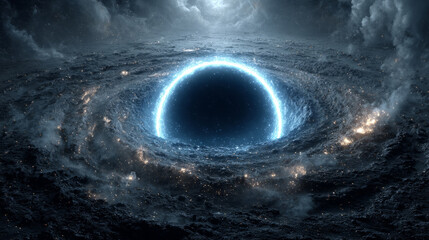 Wall Mural - Glowing Black Hole in Deep Outer Space