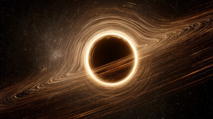 Wall Mural - Glowing Black Hole Warping Light in Space