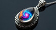 © Dutz Creative Studio - Close-up pendant reflecting neon nebulae.