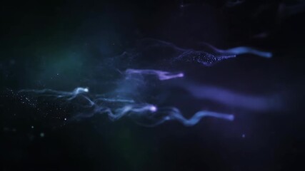 Abstract futuristic light trails and glowing particles in dark space, dynamic digital energy flow background