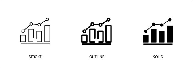 Line-column combo chart icon. Editable vector stroke, outline and solid icon. Eps10 file.