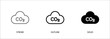 © icon - Cloud and co2 icon for environment, emissions, air pollution. Editable vector stroke, outline and solid icon. Eps10 file.