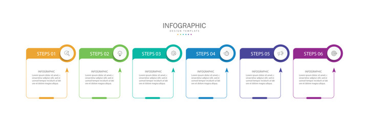 Wall Mural - Vector infographic label template with icons. 6 options or steps. Infographics for business concept.