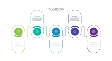 Wall Mural - Business infographic template. 5 Step timeline journey. Process diagram, Infographic elements vector illustration.	