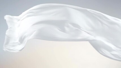 Wall Mural - a piece of plain white fabric billows and dances gracefully in a powerful wind against a minimalist,