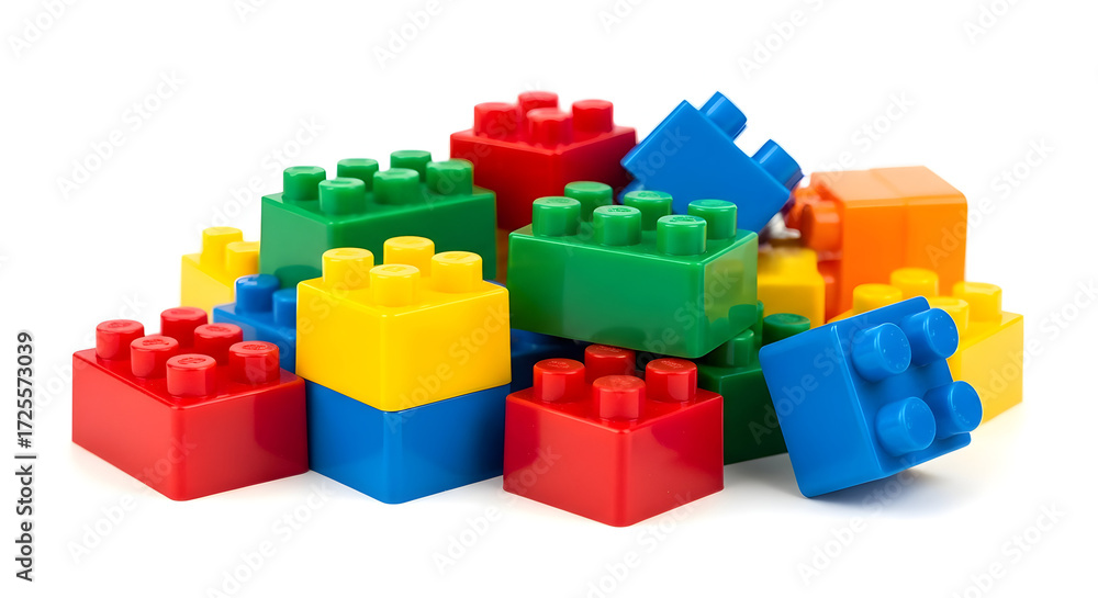 Colorful Plastic Building Blocks Toy Construction Fun Kids Playtime ...