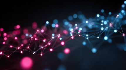 Abstract glowing network connections with blue and pink lights