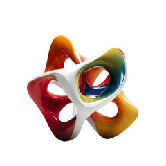 Abstract colorful sculpture isolated on transparent background