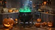 © pivnicki - Halloween Cauldron with Pumpkin Lanterns