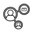 © GRAPH Studio - Conceptual line icon illustrating social media networking and email communication between users
