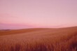 © Татьяна Евдокимова - Serene golden wheat field stretches into rolling hills beneath a tranquil pink sunset sky, evoking peace and natural beauty