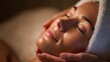 © Yuka - selfcare. Close-up of a relaxing facial spa treatment with gentle ambient lighting. lifestyle magazines, social media lookbooks, designed for lifestyle magazines and social media content.