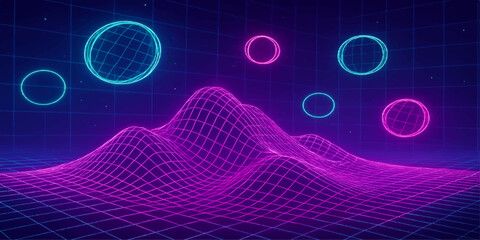Abstract blue digital background with binary code and glowing wave design