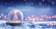 © Romolo Tavani - Christmas Tree In Snowglobe On Snow In Night With Shiny Star And In Winter Background - Festive Bokeh Lights