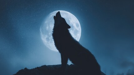  howling. A wolf howling under a starry night sky, embodying wild and dramatic nature. wildlife magazines, conservation campaigns, designed for wildlife conservation campaigns.