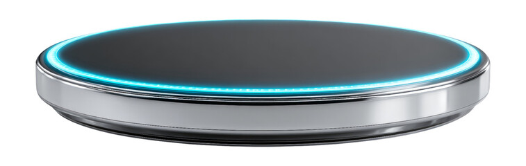 Futuristic Round Display Platform with Neon Edge on Transparent Background