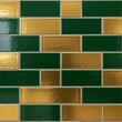 © Muhammad Wasil - Green  gold tiles create a bricklike pattern separated by light grout lines appearing smooth  reflective