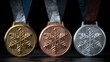© Marco - Gold, silver, and bronze Winter Olympic medals with a snowflake in the middle. Concept for the 2026 Winter Olympic Games in Italy.