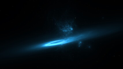 Wall Mural - Bright blue nebula is featured swirling against a backdrop of deep space. cosmic formation showcases intricate details, revealing gases and elements in motion. 3d render