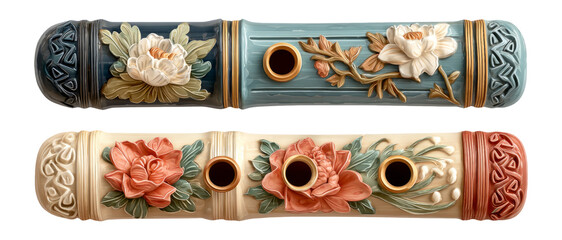 Wall Mural - Decorative Art Piece with Floral Design and Elegant Color Palette Isolated on Background