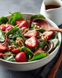 Spinach salad with strawberries, walnuts, and poppy seed dressing