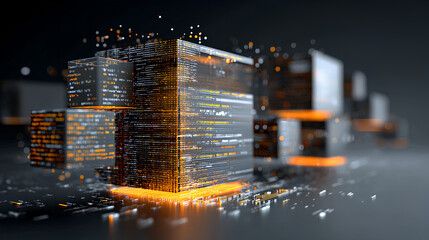 Programming, coding, development concept. Code, HTML, php web programming source code. 3d rendering Stock Illustration