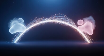 Futuristic connection with vibrant glowing lines, representing data flow or digital transformation network