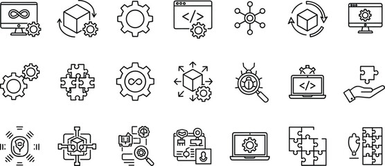 System Integration Icons Seamless Workflow & Development