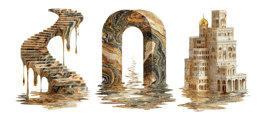 Unique Art Style with Marble Effects and Creative Shapes for Modern Backgrounds