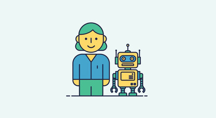 Human and robot companionship A friendly illustration of collaboration and future tech