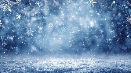 Wall Mural - christmas blue background with snow snowflakes falling winter scene festive backdrop holiday theme