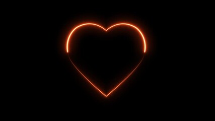 Gold Neon Heart Sign Animation on Brick Wall, Glowing Love Symbol for Romantic