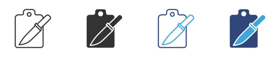 Cutting board with knife icon set, Vector Illustration / 
