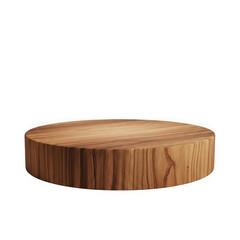 Wooden log slice podium isolated on transparent background