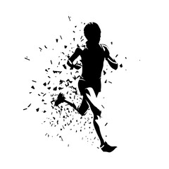Wall Mural - Running woman, abstract ink isolated vector silhouette. Run