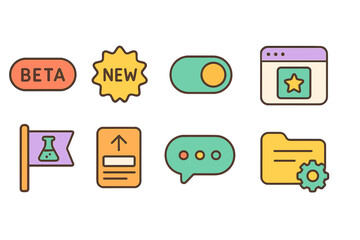 Tech and web development icon set. flat-style digital, ui icons for developers