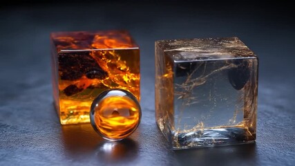 Resin cubes and sphere