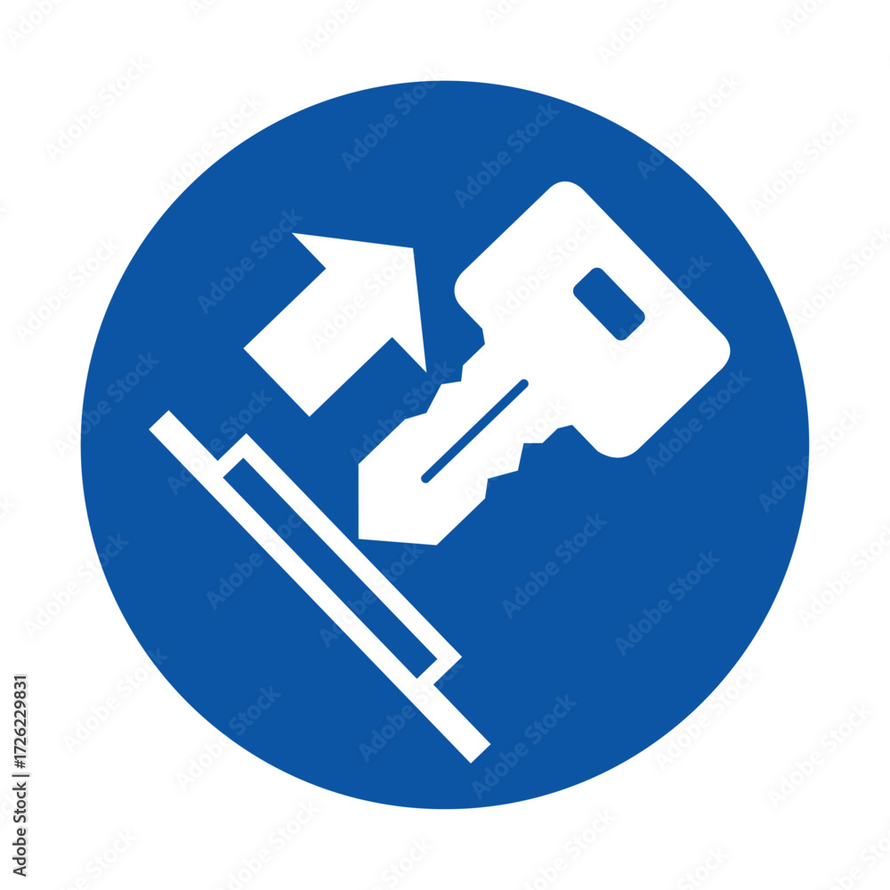 Key Symbol for Security and Access Control in Blue Circle Design Stock ...