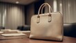 © Sekai - Stylish muted beige zipped document bag, presented in an angled top view, ideal for professional organization.