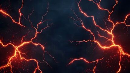 Wall Mural - The electrifying image presents a dark backdrop punctuated by fiery orange, lightning-like streaks and small sparks that gives the image an energy of raw power and potential.