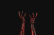 © Pixel-Shot - Hands of zombie on black background. Halloween celebration