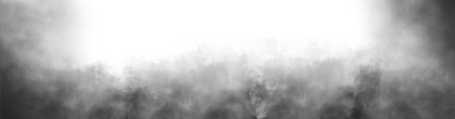 Wall Mural - Gray Smoke cloud particles isolated on transparent empty background. realistic smoke fog overlay. Realistic dry ice smoke clouds fog overlay template.
