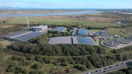 Wall Mural - Water Treatment Plant Between Busy Road And River Wyre. Fleetwood, Lancashire, UK.