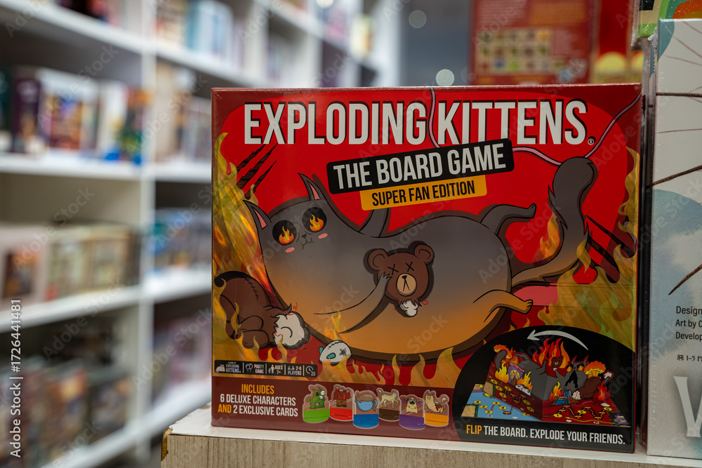 Exploding Kittens Super Fan Edition card game box on store shelf ...