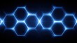© Minang Art_Studio - A striking pattern of glowing hexagons creates a futuristic and high-tech design, featuring bright blue light accents against a dark background.